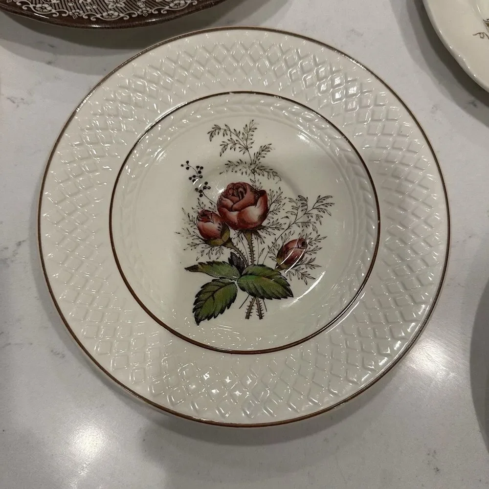 Vintage Mismatched English China Dessert Plates Set of 6 Spode Meakin